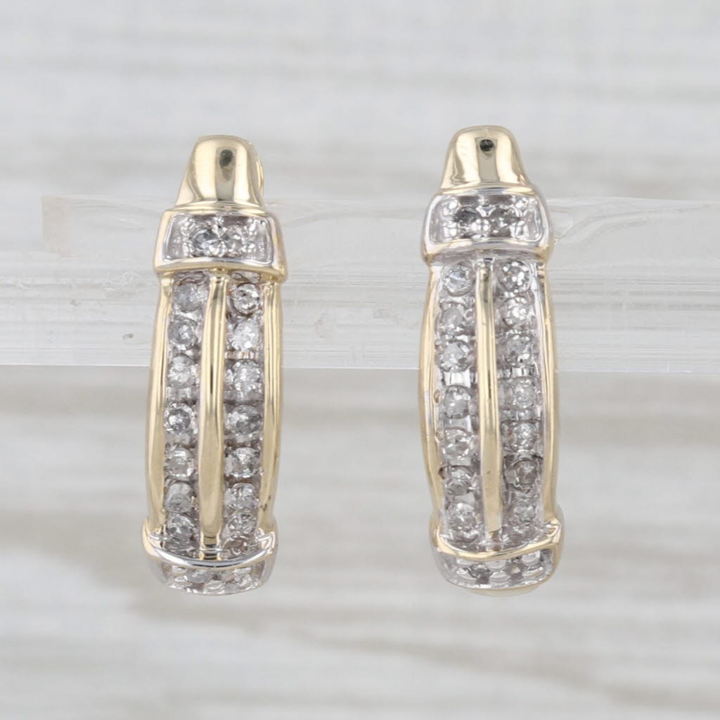 0.16ctw Diamond Drop Earrings 10k Yellow Gold Snap Top Backs
