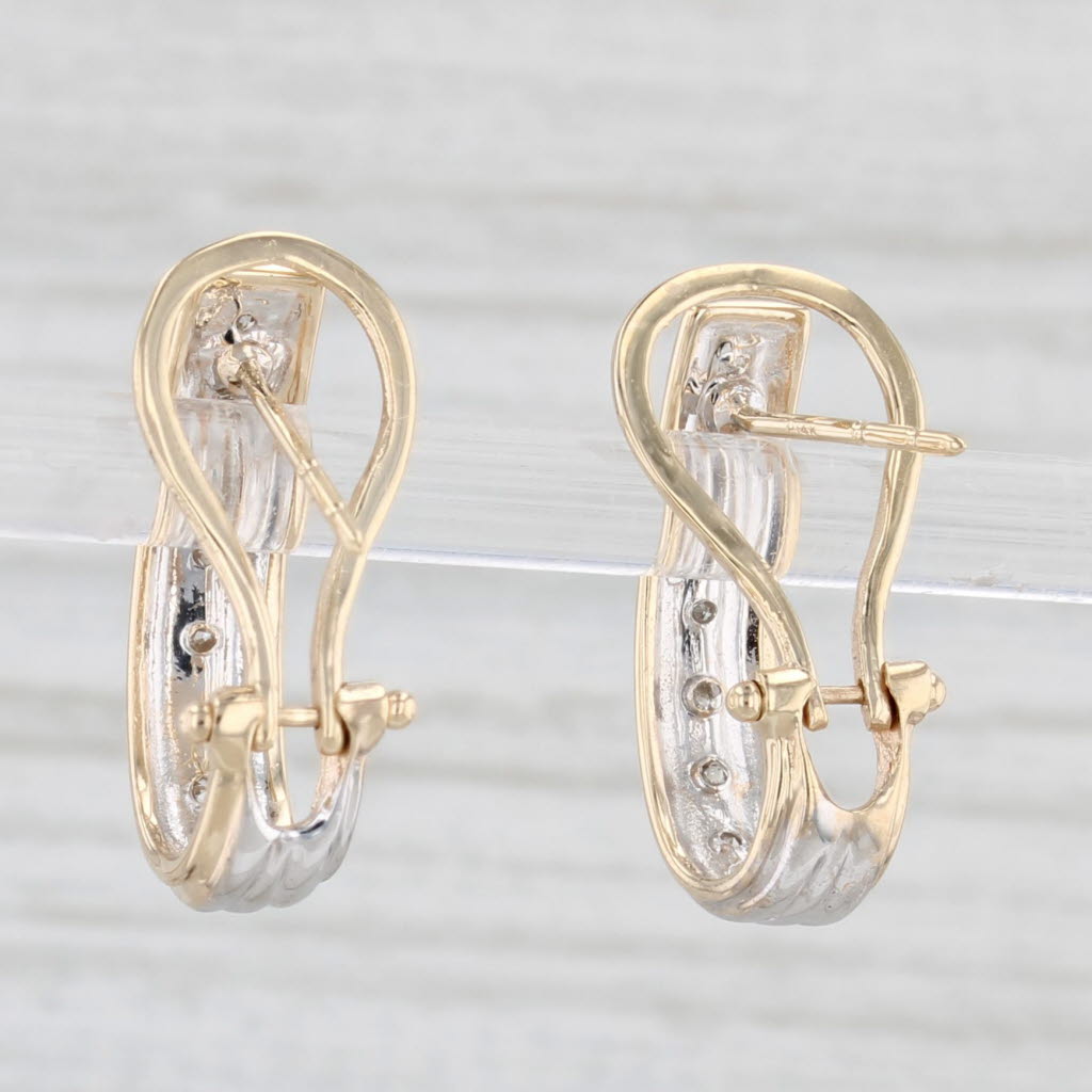 Light Gray 0.20ctw Diamond J-Hook Earrings 10k Yellow Gold Omega Backs Pierced Drops
