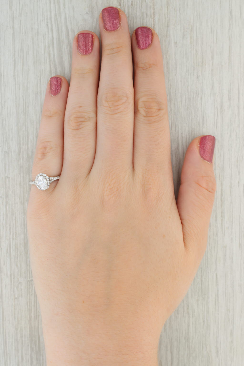 Tan 0.86ctw Oval Diamond Halo Semi Mount Engagement Ring 18k White Gold Size 6.25