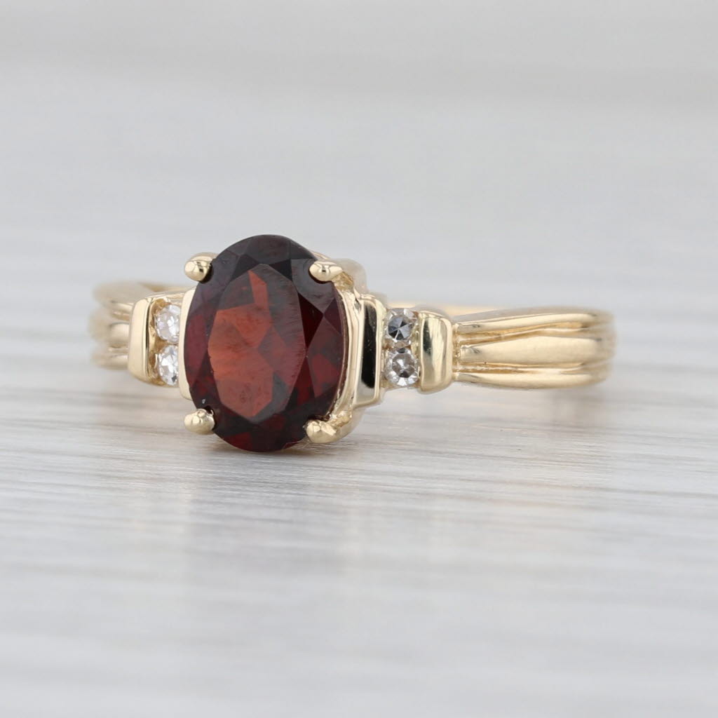 1.34ctw Oval Garnet Diamond Ring 14k Yellow Gold Size 6.75