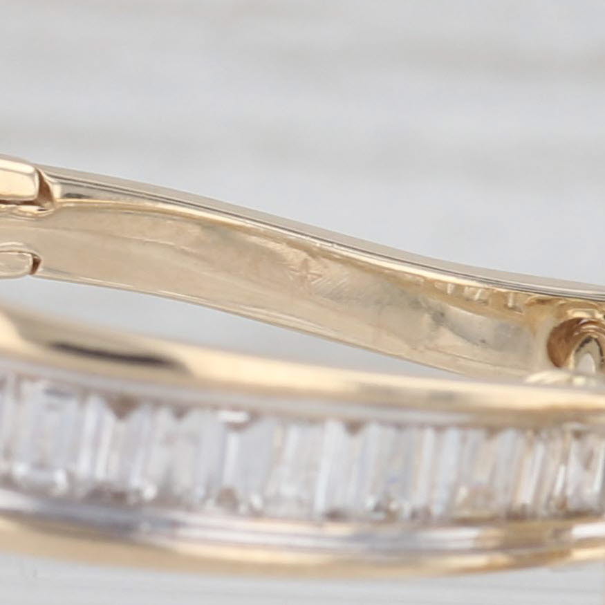 Gray 1.16ctw Diamond Journey Oval Hoop Earrings 14k Yellow Gold Snap Top Posts
