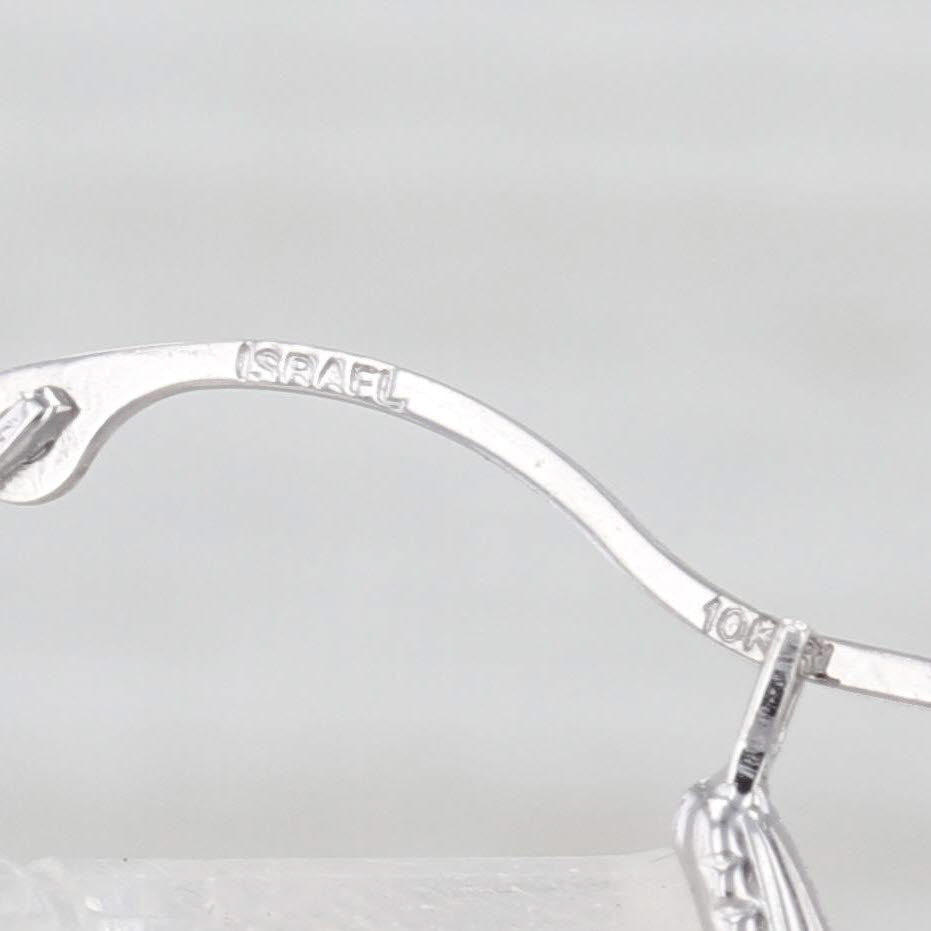 Round Bead Accented Hoop Earrings 10k White Gold Snap Top Hoops