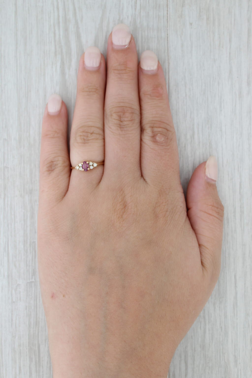 0.40ctw Oval Ruby Diamond Ring 14k Yellow Gold Size 6