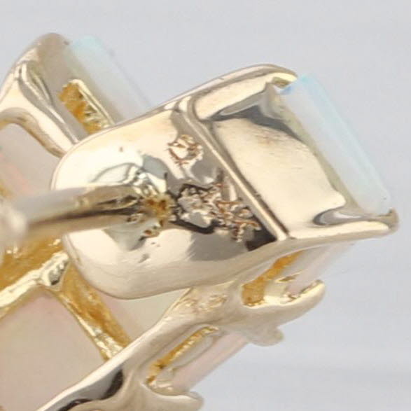 Opal Drop Earrings 14k Yellow Gold Pierced Omega Backs