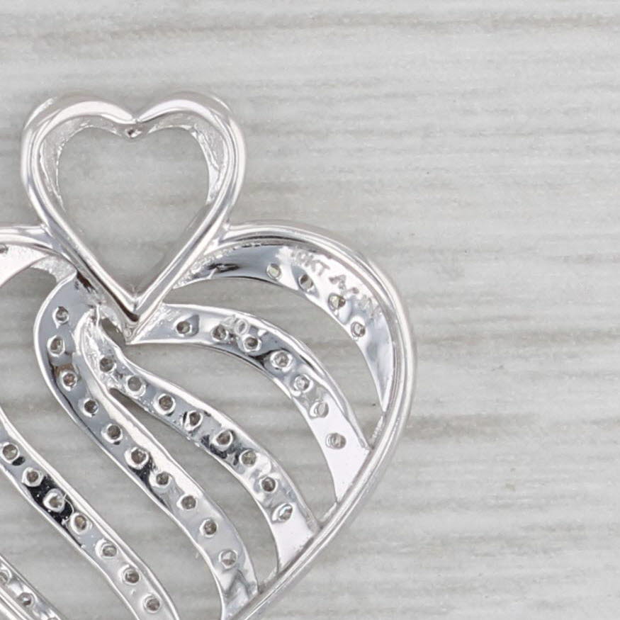 Gray 0.16ctw Diamond Heart Pendant 10k White Gold