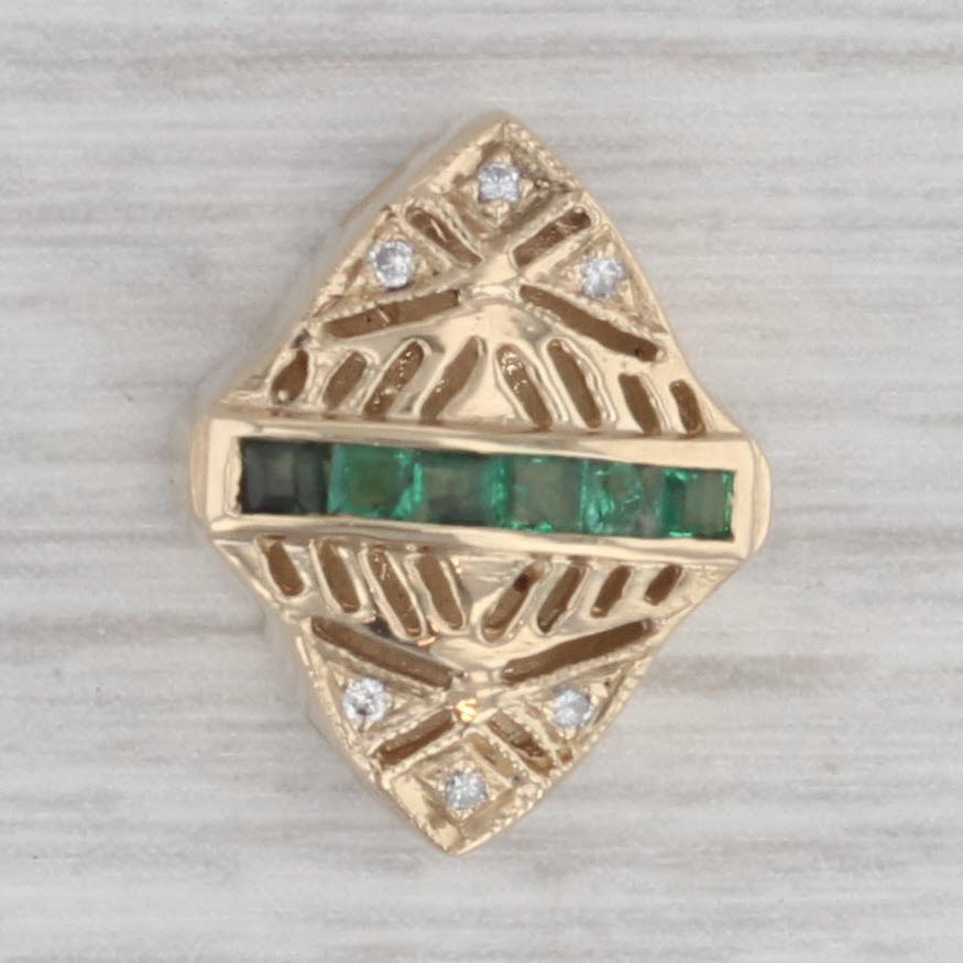 Gray Joshua 0.15ctw Emerald Diamond Slide Bracelet Charm 14k Yellow Gold Vintage