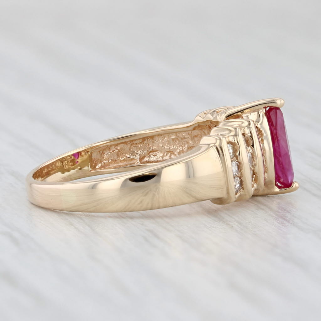 Light Gray 0.92ctw Marquise Ruby Diamond Ring 14k Yellow Gold Size 7