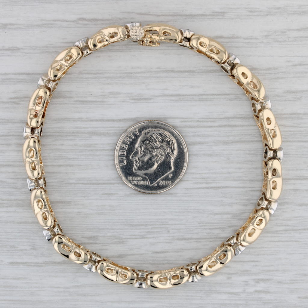 Gray 2ctw Diamond XO Bracelet 14k Yellow Gold 7" 5.6mm