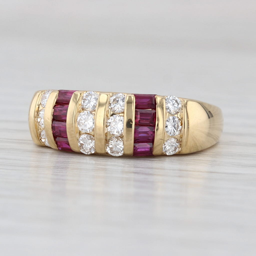 1.06ctw Ruby Diamond Ring 18k Yellow Gold Size 7.5 Stackable