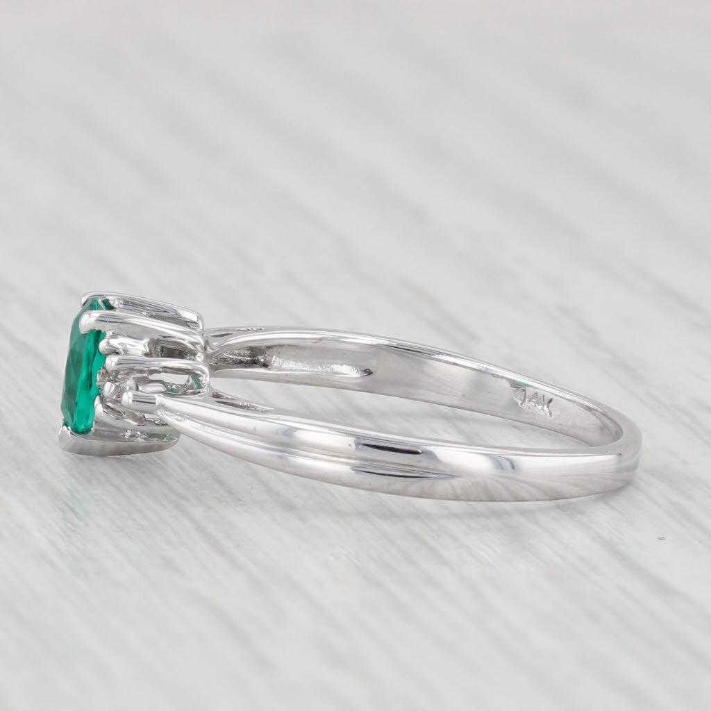 Light Gray 0.38ctw Pear Lab Created Emerald Diamond Ring 14k White Gold Size 7 Engagement