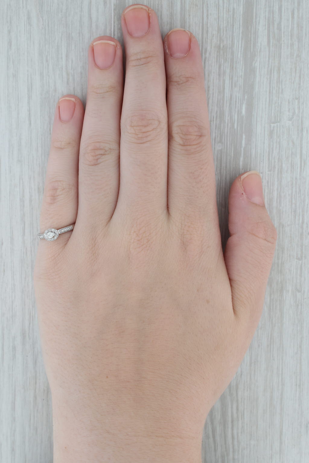 Dark Gray 0.12ctw Round Diamond Halo Engagement Promise Ring 10k White Gold Size 6.5