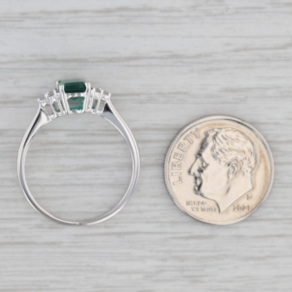 Gray 0.81 ctw Emerald Diamond 10K White Gold Ring Size 7 Engagement