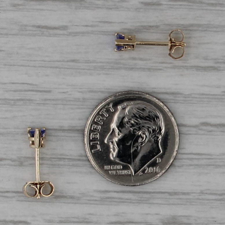 0.50ctw Tanzanite Pear Solitaire Stud Earrings 14k Yellow Gold Studs