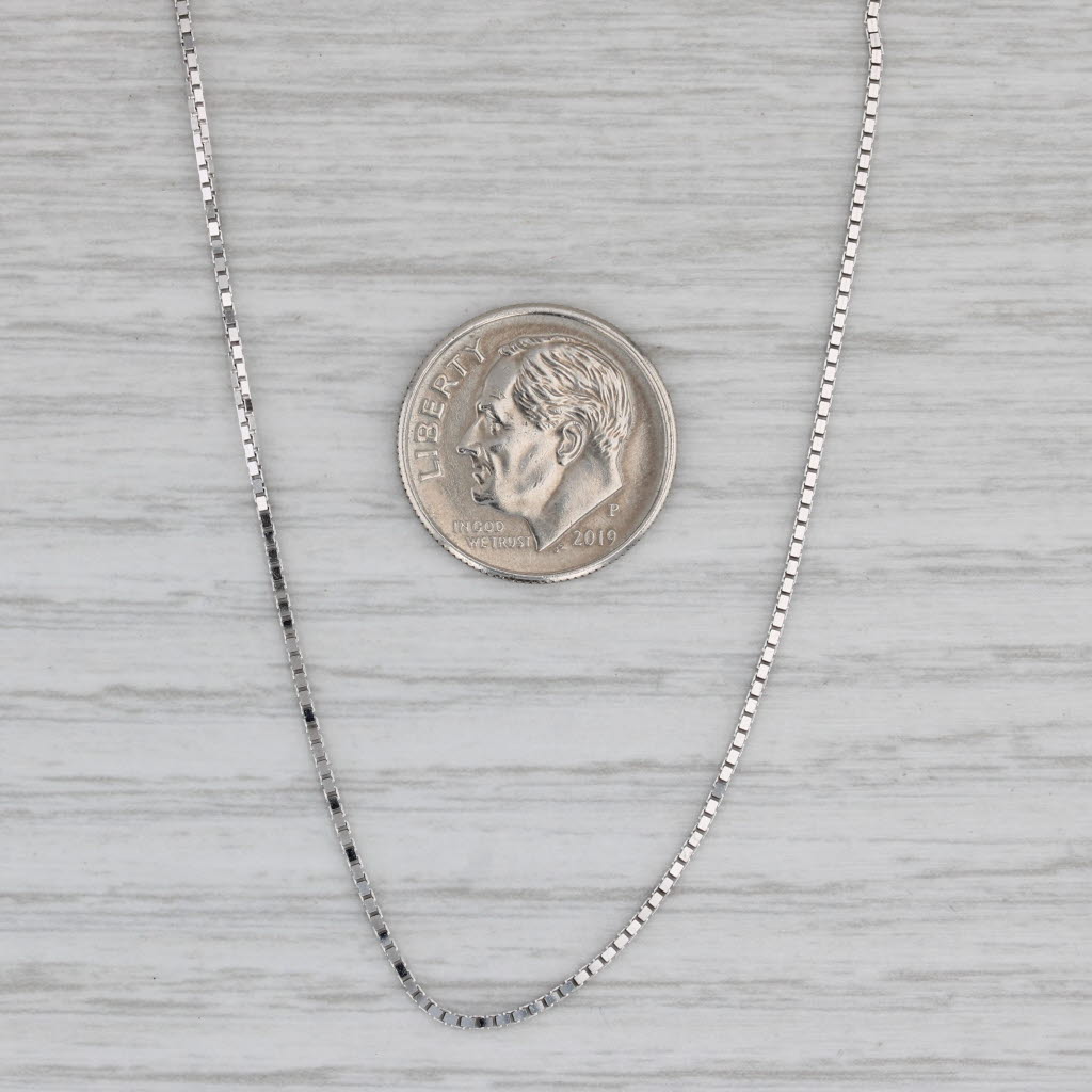 Gray New Box Chain Necklace 10k White Gold 18" 0.9mm