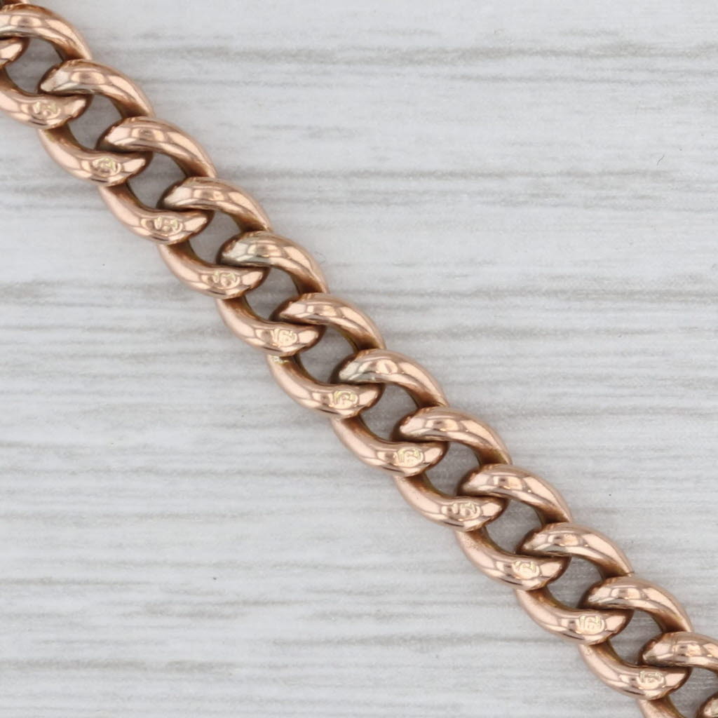 Antique Padlock Heart Clasp Charm Bracelet 9k Rose Gold Curb Chain 7.25"