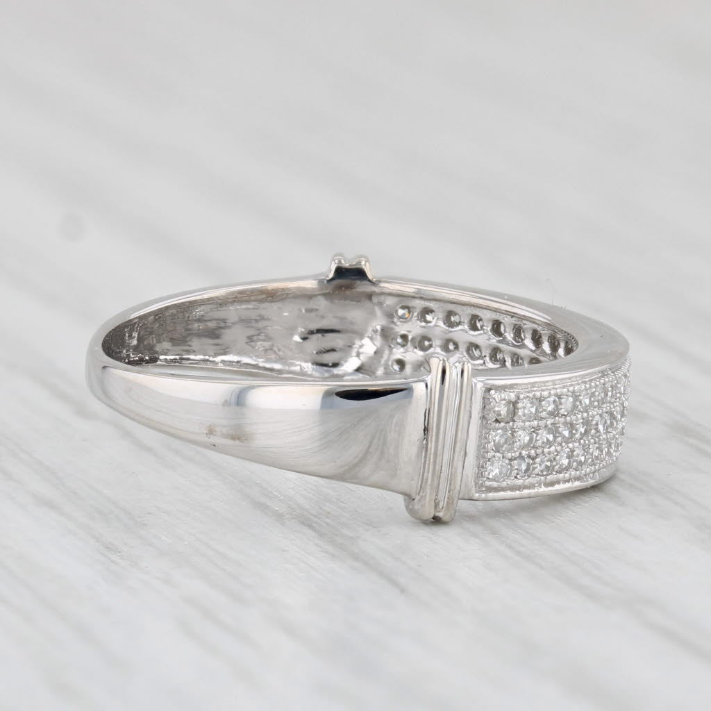 Light Gray 0.15ctw Diamond Wedding Band 10k White Gold Stackable Anniversary Ring Size 6