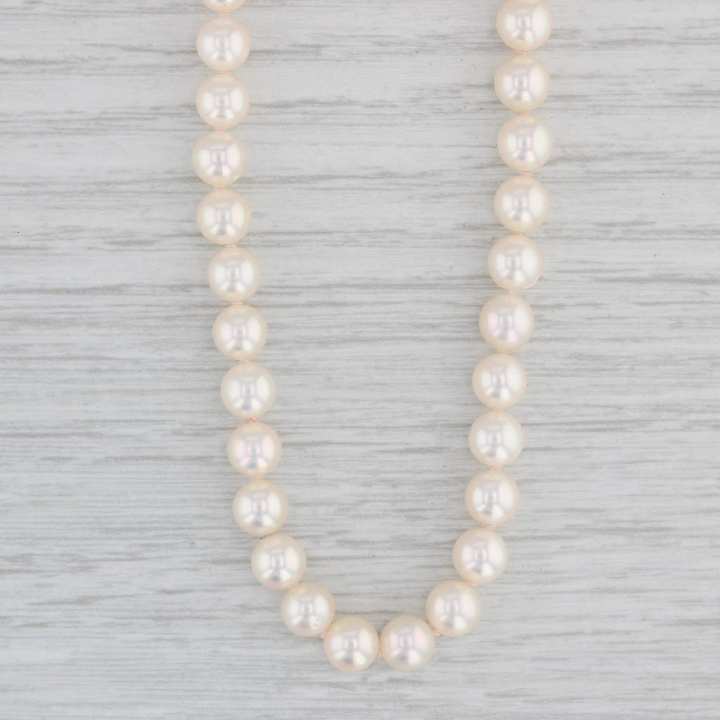 Gray Mikimoto Cultured Pearl Bead Strand Necklace 14k Yellow Gold 23.75"