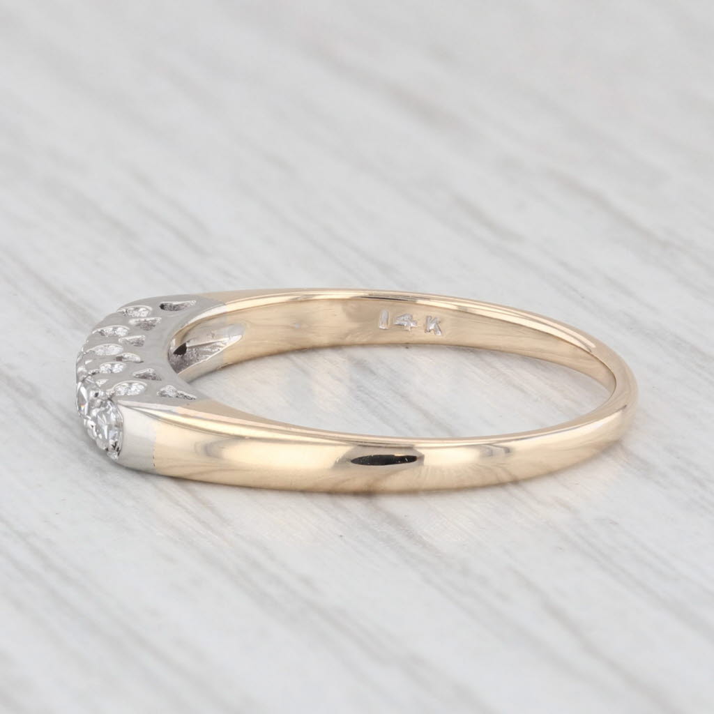 Light Gray Vintage 0.12ctw Diamond Wedding Band 14k Gold Size 5.75 Stackable Ring