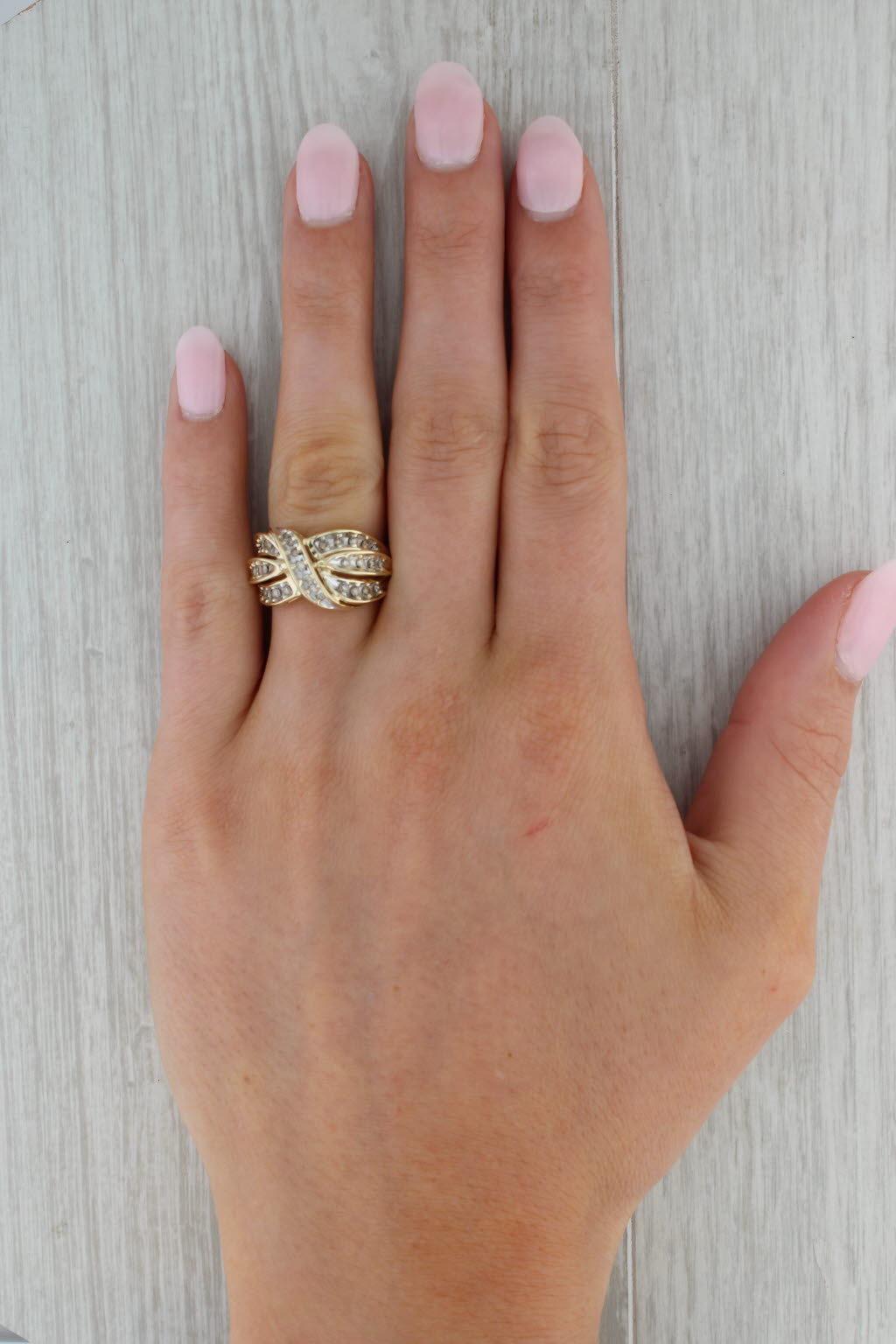 Rosy Brown 0.39ctw Diamond Knot Ring 10k Yellow Gold Size 5.75 Cocktail