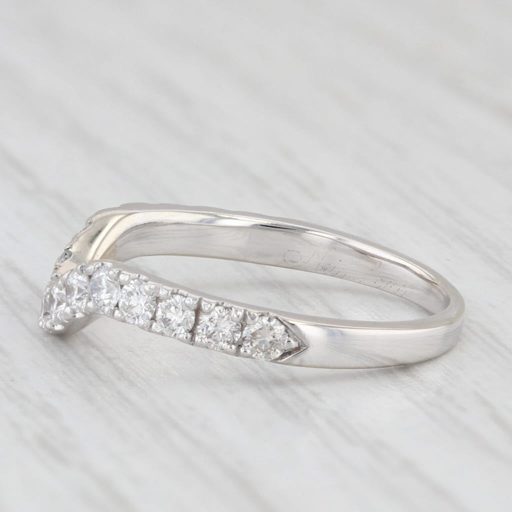 Light Gray 0.52ctw Diamond Contoured Wedding Band 14k White Gold Size 6.25 Stackable Guard