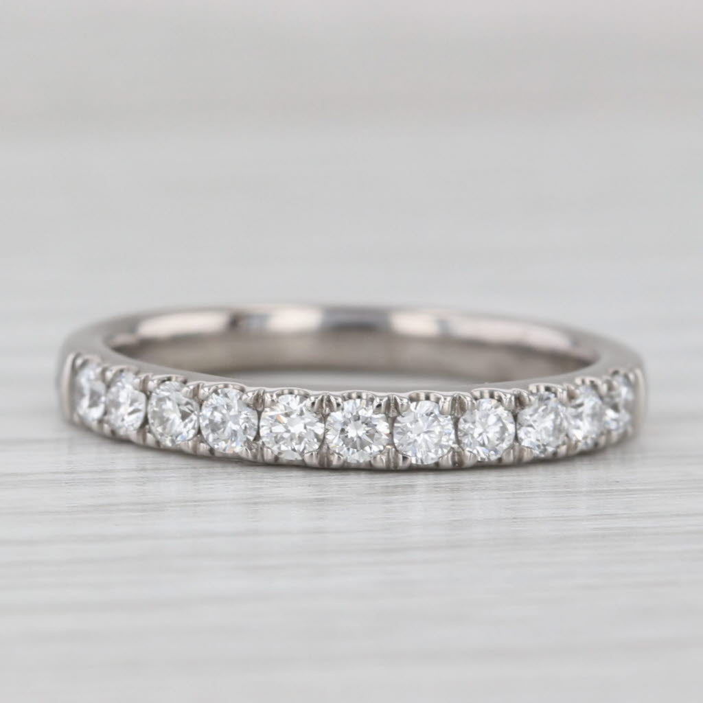 Light Gray 0.50ctw Lab Grown Diamond Wedding Band 14k White Gold Size 7 Ring Stackable