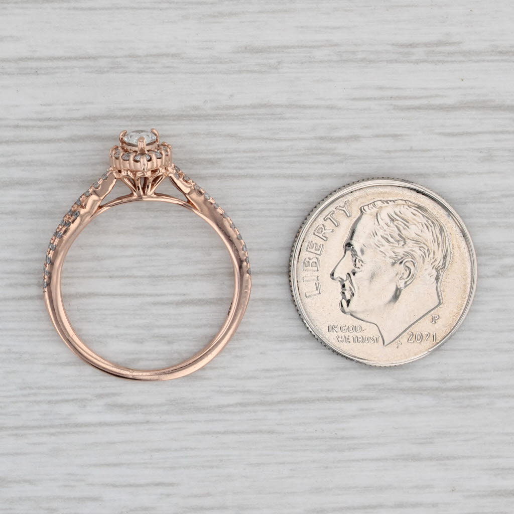 Gray 0.58ctw Diamond Pear Halo Engagement Ring 14k Rose Gold Size 5.5