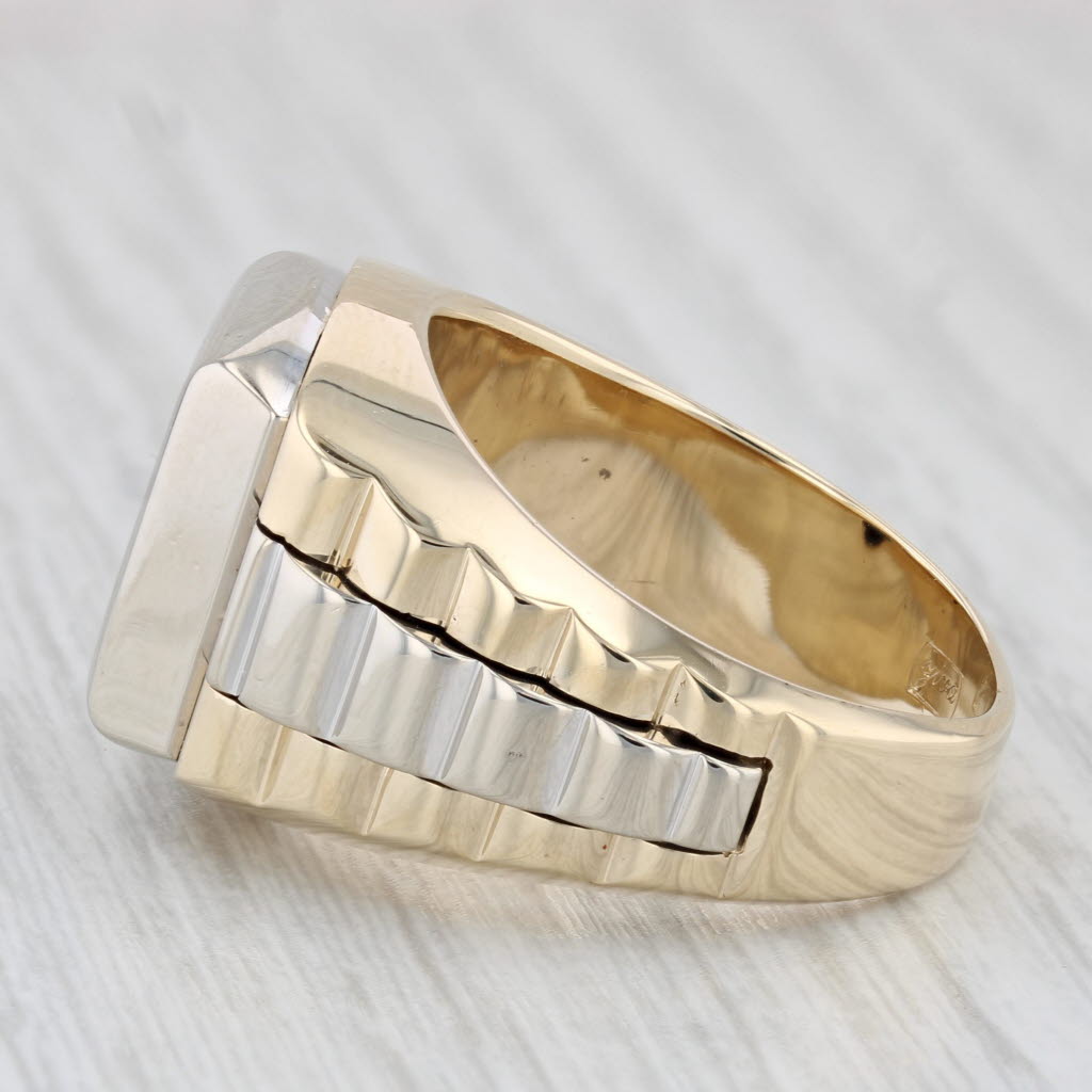 Light Gray 1.25ctw Princess Diamond Men's Ring 14k Yellow White Gold Size 10.25