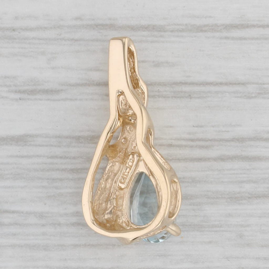 Gray 0.83ct Pear Aquamarine Teardrop Pendant 10k Yellow Gold