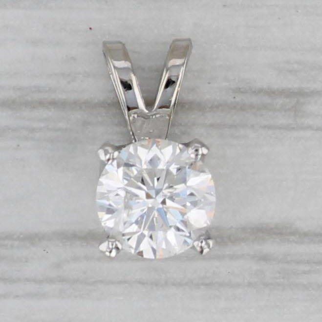 Gray New 0.53ct Diamond Solitaire Pendant 14k White Gold Small Drop
