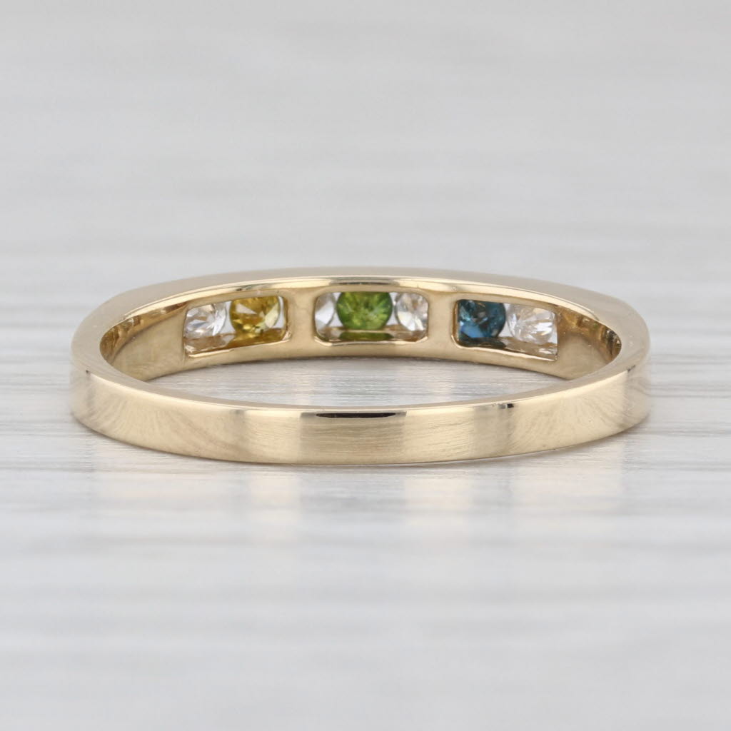 0.22ctw Multicolor Diamond Ring 14k Yellow Gold Stackable Wedding Band Sz 6.75