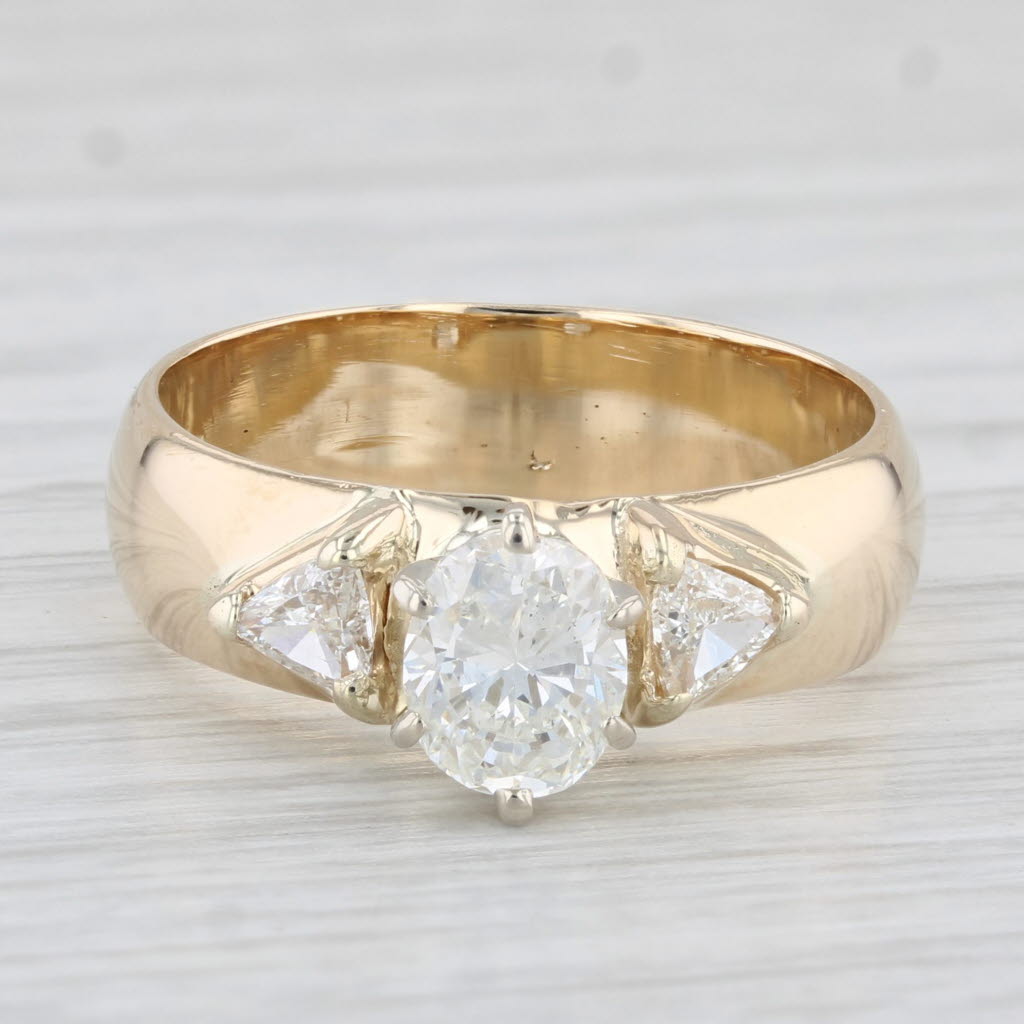 Light Gray 1.19ctw Oval Diamond Engagement Ring 14k Yellow Gold Size 7.25