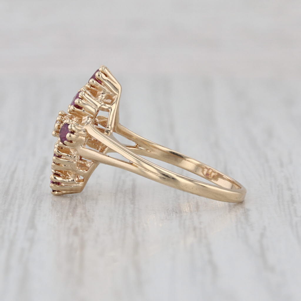 0.64ctw Ruby Diamond Cocktail Ring 14k Yellow Gold Size 6.25
