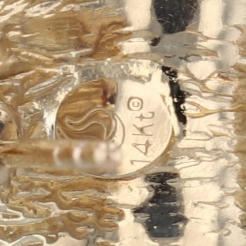 Ornate J-Hook Earrings 14k Yellow Gold Resin Filled Light Weight Pierced Drops