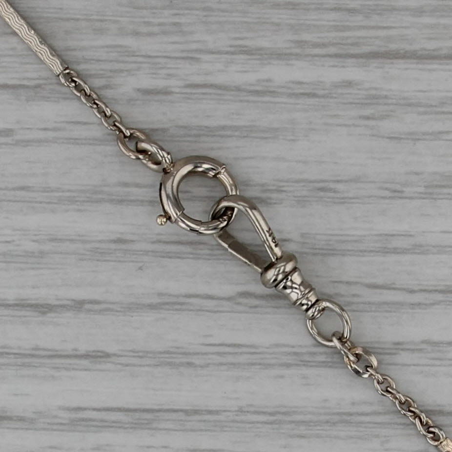 Vintage Bar Link Watch Chain Necklace 14k White Gold 14.25" 1.8mm