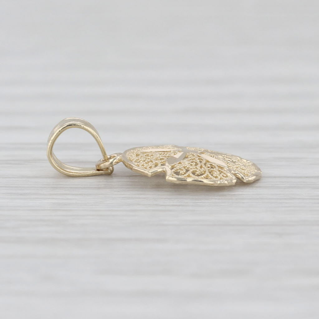 Small Sand Dollar Pendant 14k Yellow Gold Charm Nautical Bead Themed Jewelry