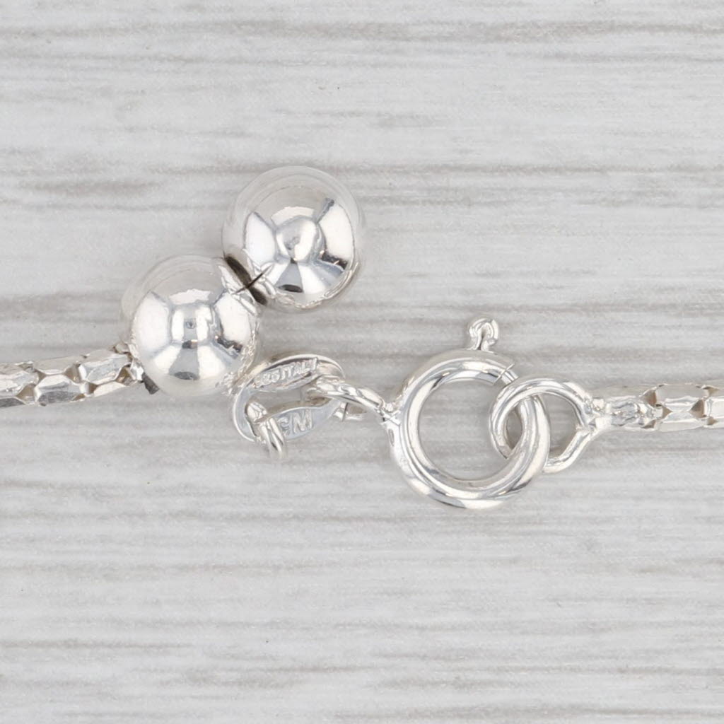Light Gray Tube Chain Necklace Sterling Silver 24.25" Adjustable Bead Slide 1.9mm