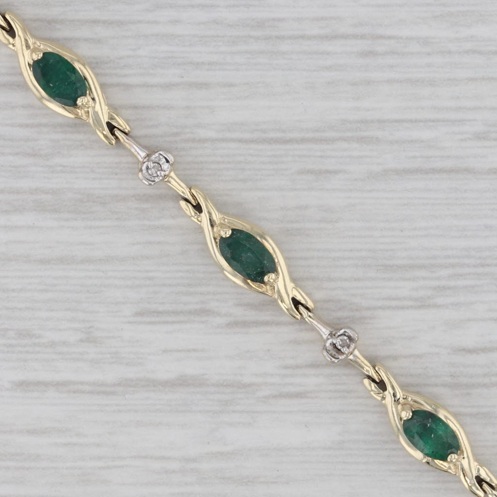 Gray 2.03ctw Emerald Diamond Tennis Bracelet 10k Yellow Gold 6.5" 4.8mm