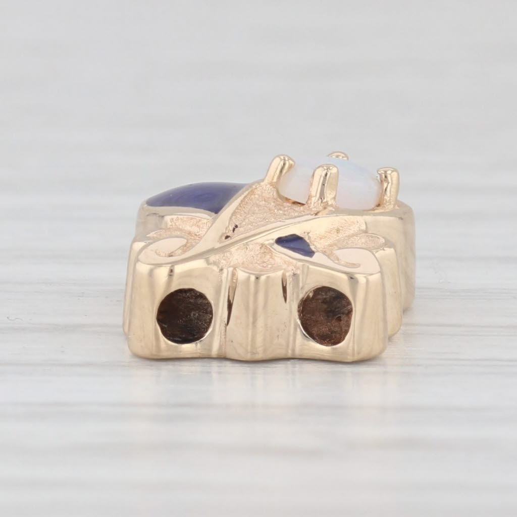 Light Gray Goldman Kolber Opal Slide Bracelet Charm 14k Yellow Gold Enamel Vintage