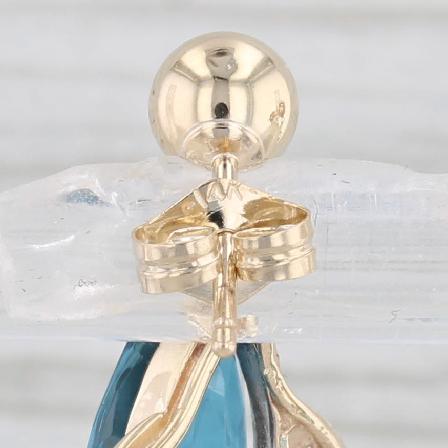 Light Gray 6.80ctw London Blue Topaz Dangle Earrings 14 Yellow Gold Marquise Drops