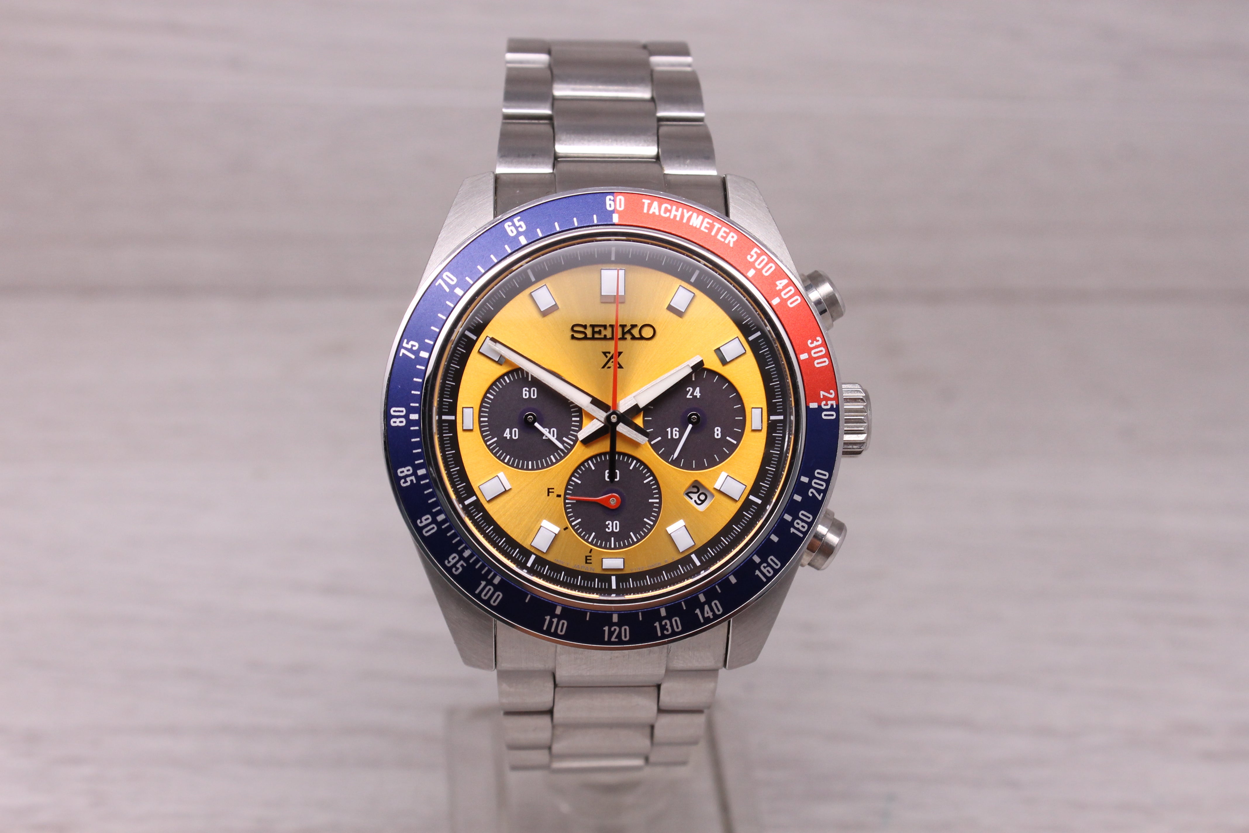 Seiko Prospex Speedtimer Solar Chronograph Watch 41.4mm Steel Date SSC947