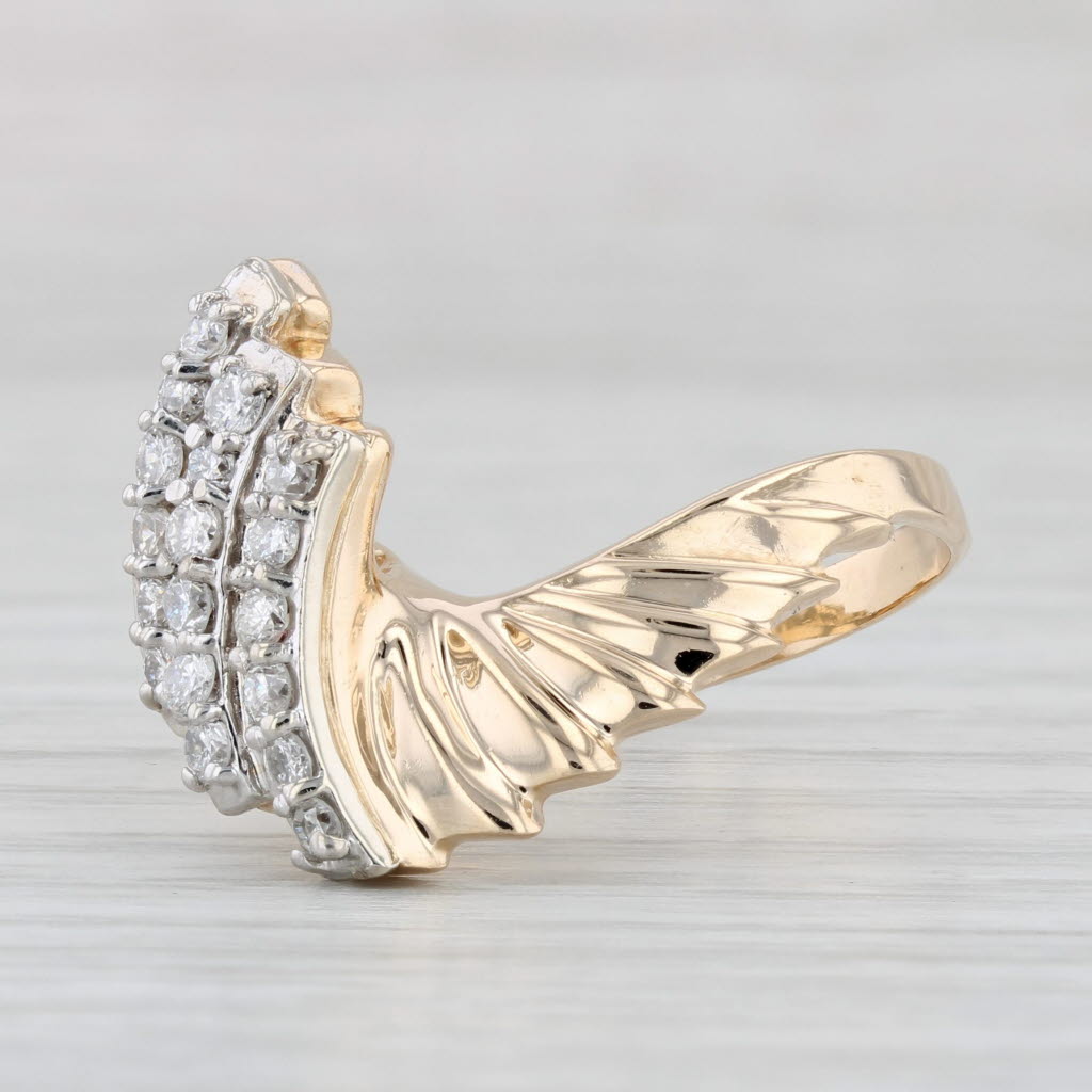Light Gray Vintage 0.45ctw Diamond Twist Cocktail Ring 14k Yellow Gold Size 7.5