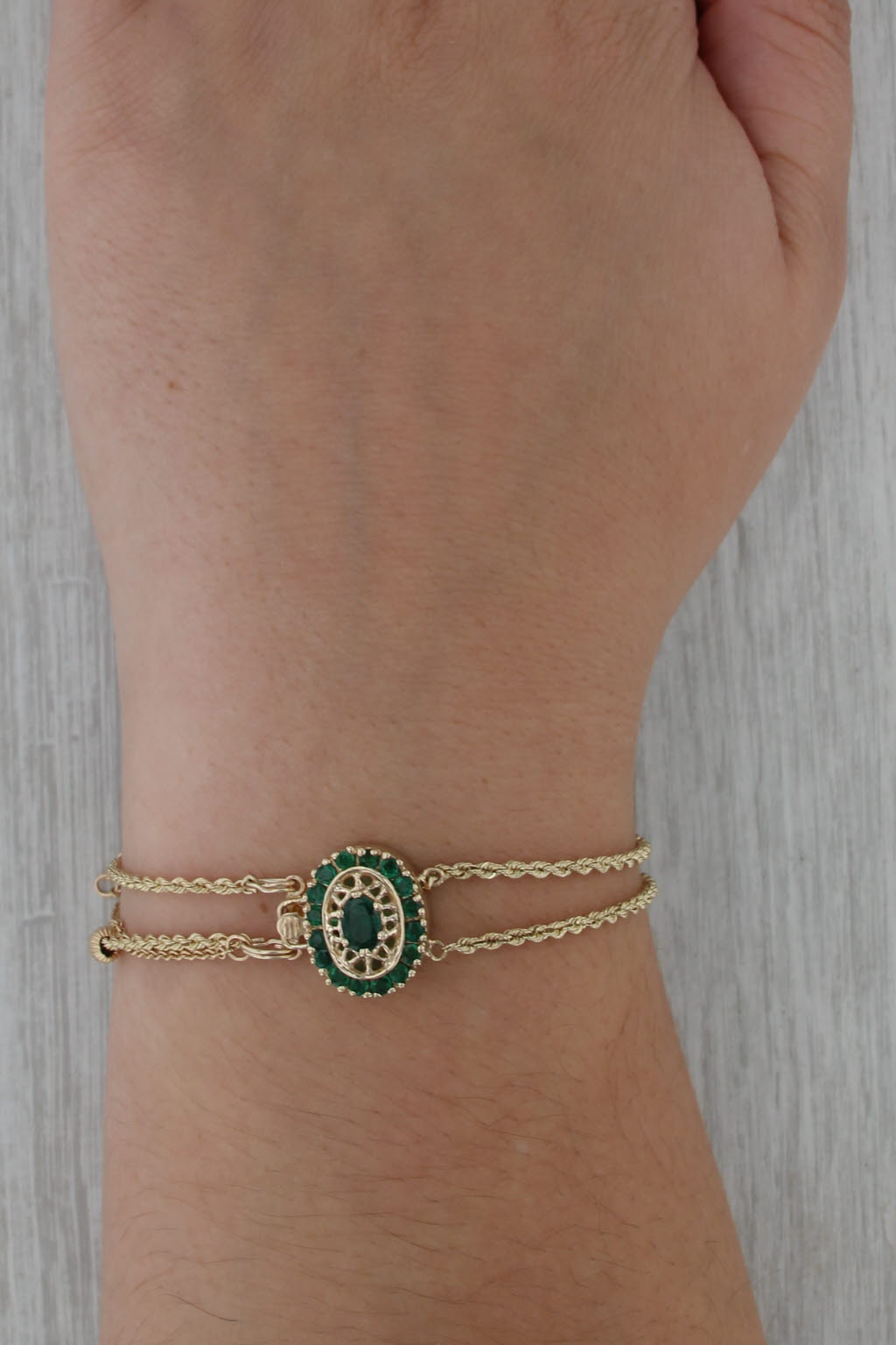 Richard Klein Slide Charm Bracelet 14k Yellow Gold 7" 1.12ctw Emerald Clasp