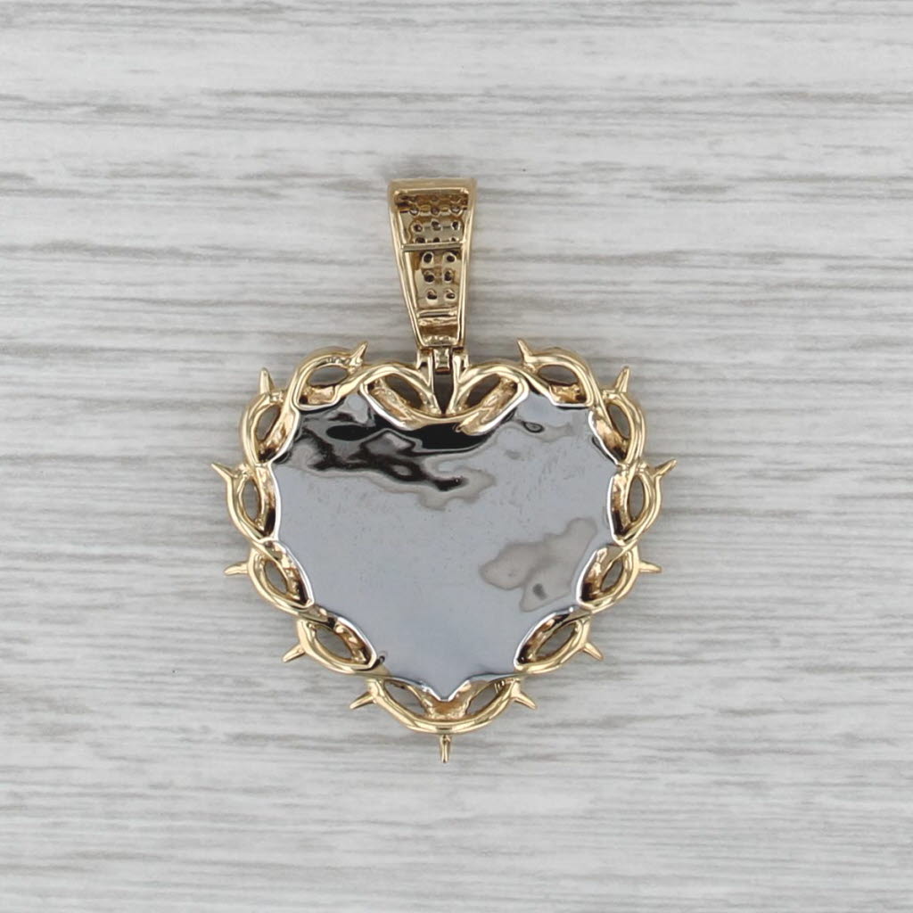 Prayer Hands Radiant Heart Pendant 0.71ctw Diamond 10k Gold Engravable