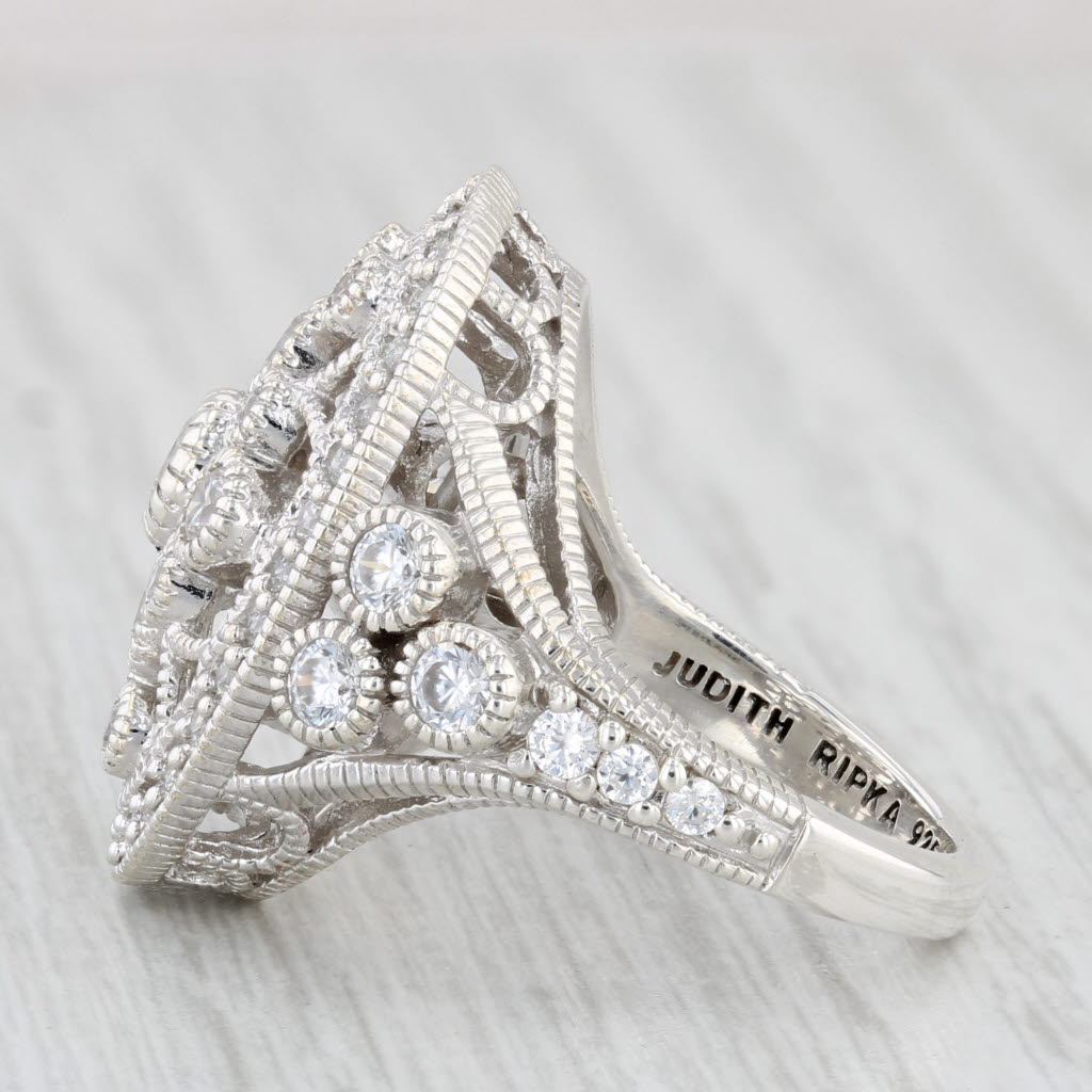 Light Gray 1.40ctw Cubic Zirconia Ring Sterling Silver Sz 6 Cocktail Cluster Judith Ripka