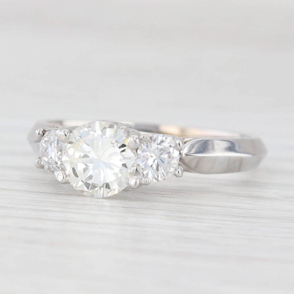 Light Gray 1.38ctw Round Diamond 3-Stone Engagement Ring 18k White Gold Size 7