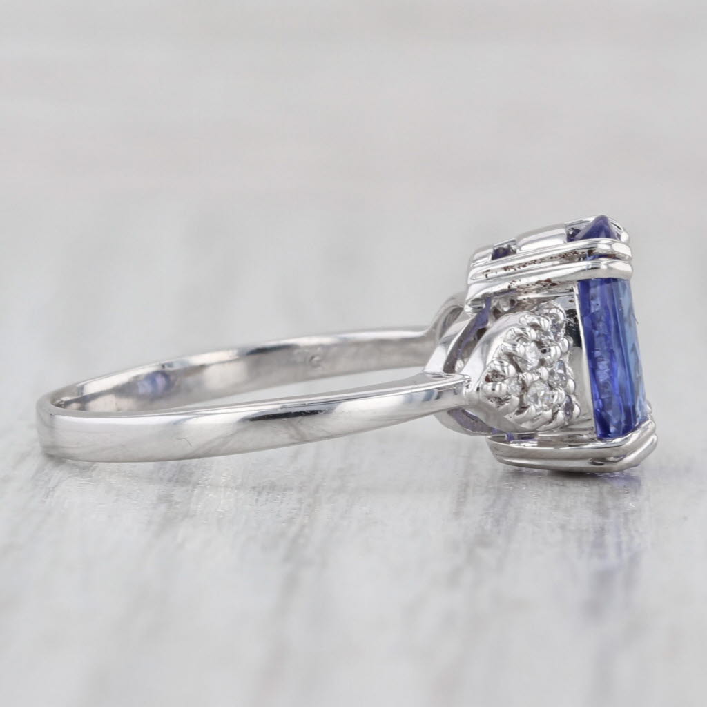 3.64ctw Oval Tanzanite Diamond Ring 18k White Gold Size 8