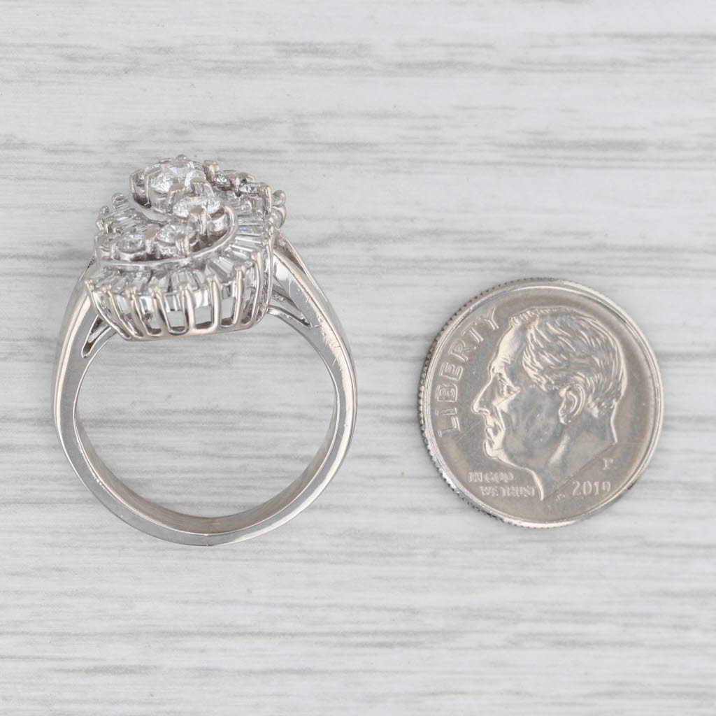 Light Gray 1.55ctw Diamond S Ring 14k White Gold Size 7.25 Cocktail