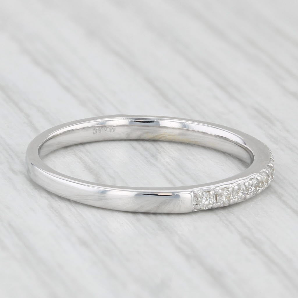 Light Gray 0.17ctw Diamond Wedding Band 14k White Gold Stackable Anniversary Ring Size 7