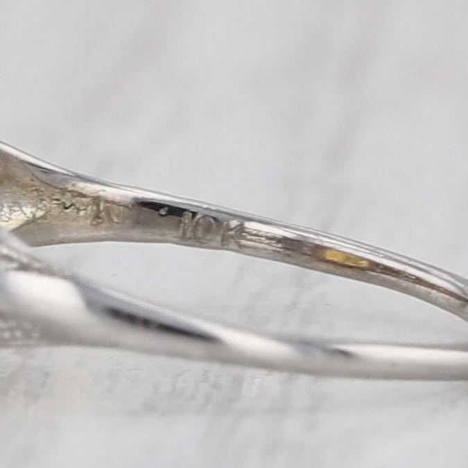 Vintage Lab Created Yellow Sapphire Ring Art Deco Filigree 10k White Gold Sz 6