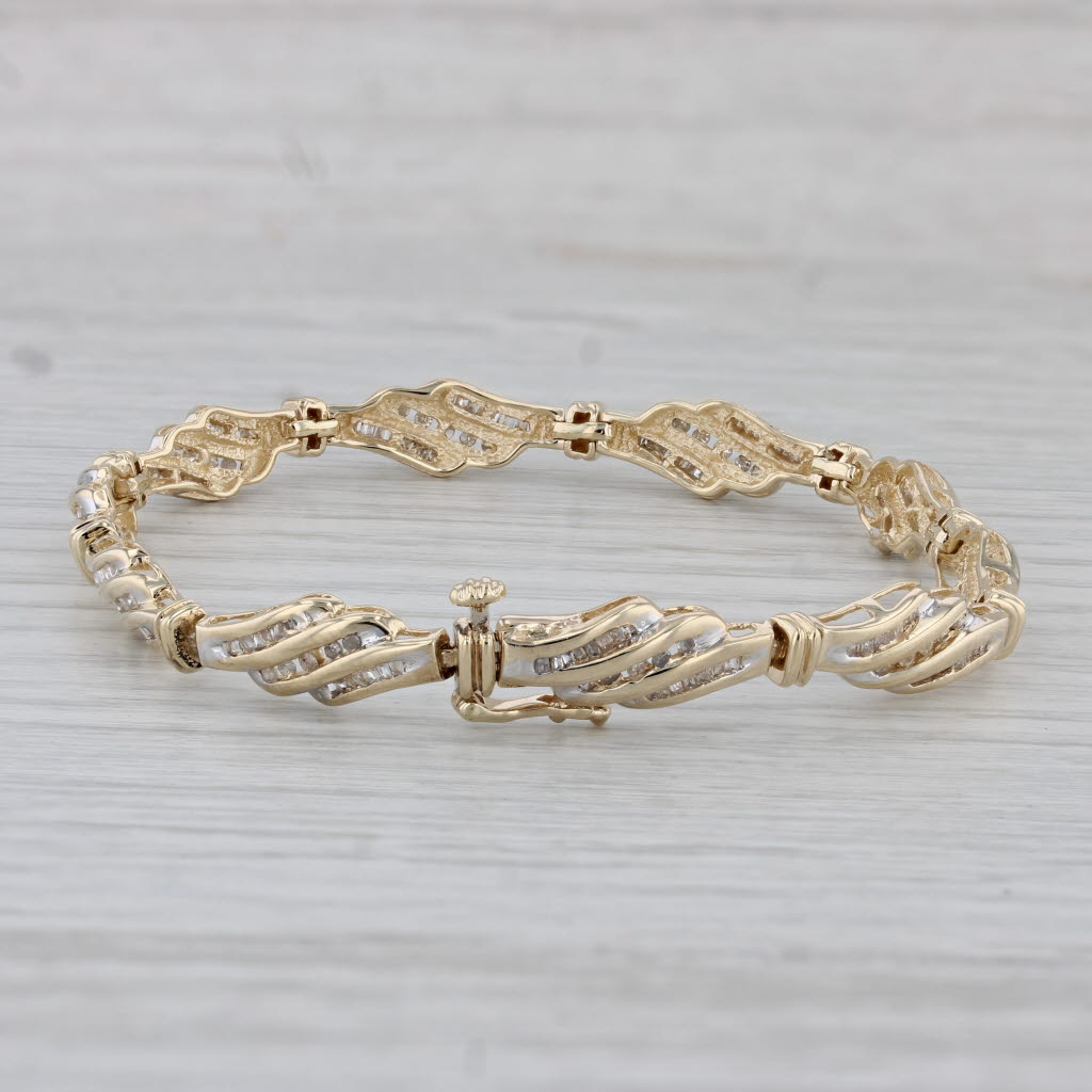 Gray 0.50ctw Diamond Scalloped Bracelet 10k Yellow Gold 7" 6.5mm